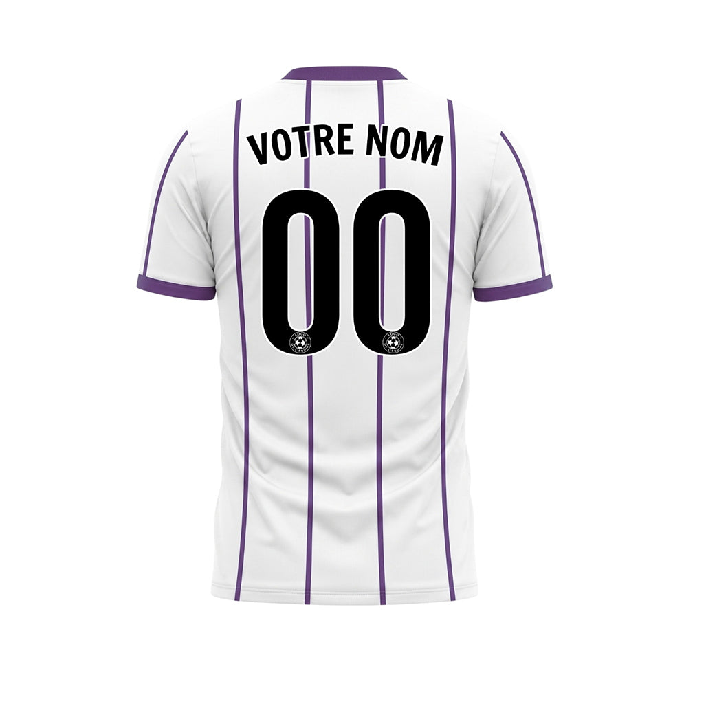 Blanc Violet Rayures Fines Vertical Motif (2) Maillot de Football Personnalisé