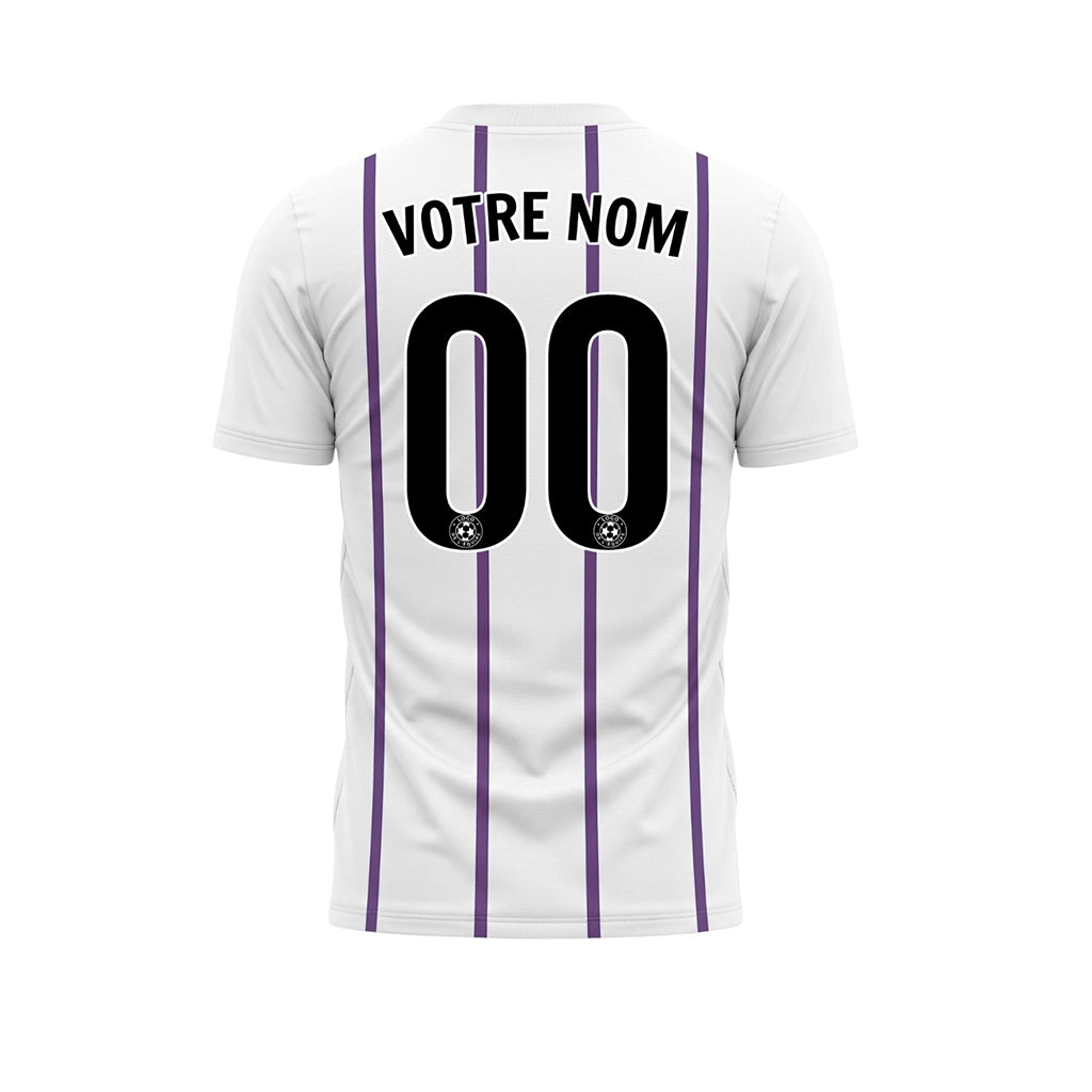 Blanc Violet Rayures Fines Vertical Motif Maillot de Football Personnalisé