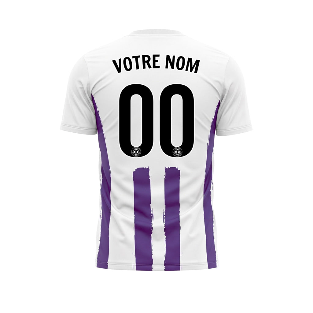 Blanc Violet Coup de Pinceau Rayures Longitudinales Motif Maillot de Football Personnalisé