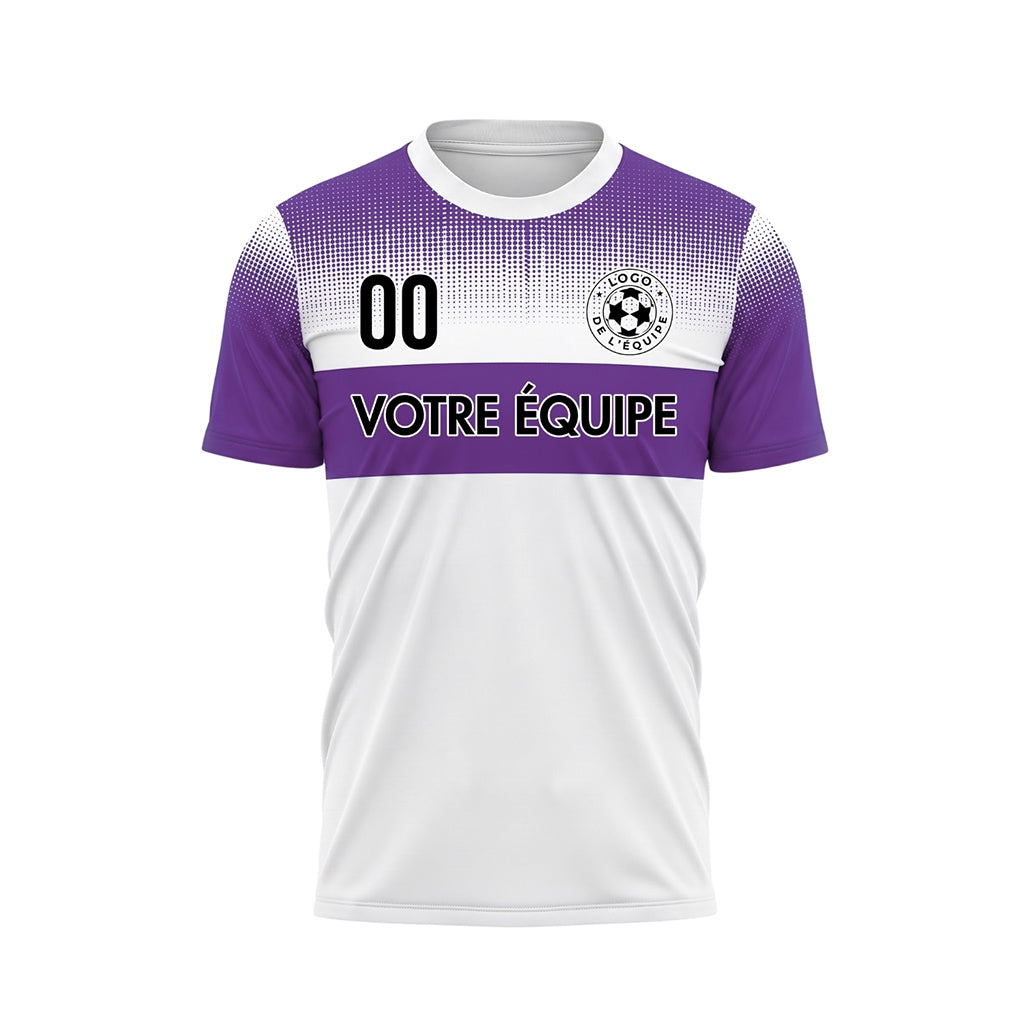 Blanc Violet Pixel Fondu Rayures Horizontales Maillot de Football Personnalisé