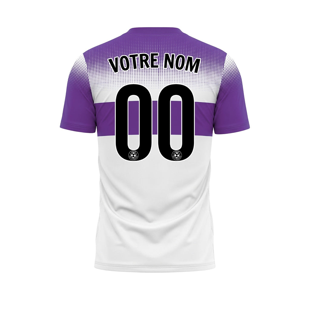 Blanc Violet Pixel Fondu Rayures Horizontales Maillot de Football Personnalisé