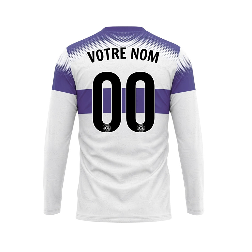 Blanc Violet Rayures Horizontales Dégradées à Pois Maillot de Football Personnalisé à Manches Longues