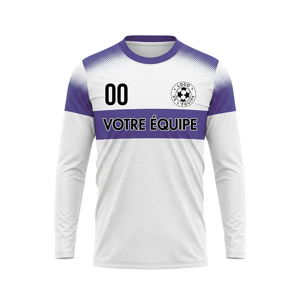 Blanc Violet Rayures Horizontales Dégradées à Pois Maillot de Football Personnalisé à Manches Longues
