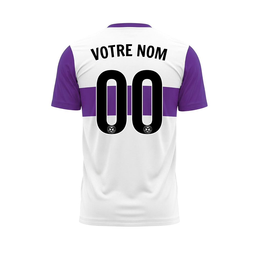 Blanc Violet Rayures Horizontales Maillot de Football Personnalisé