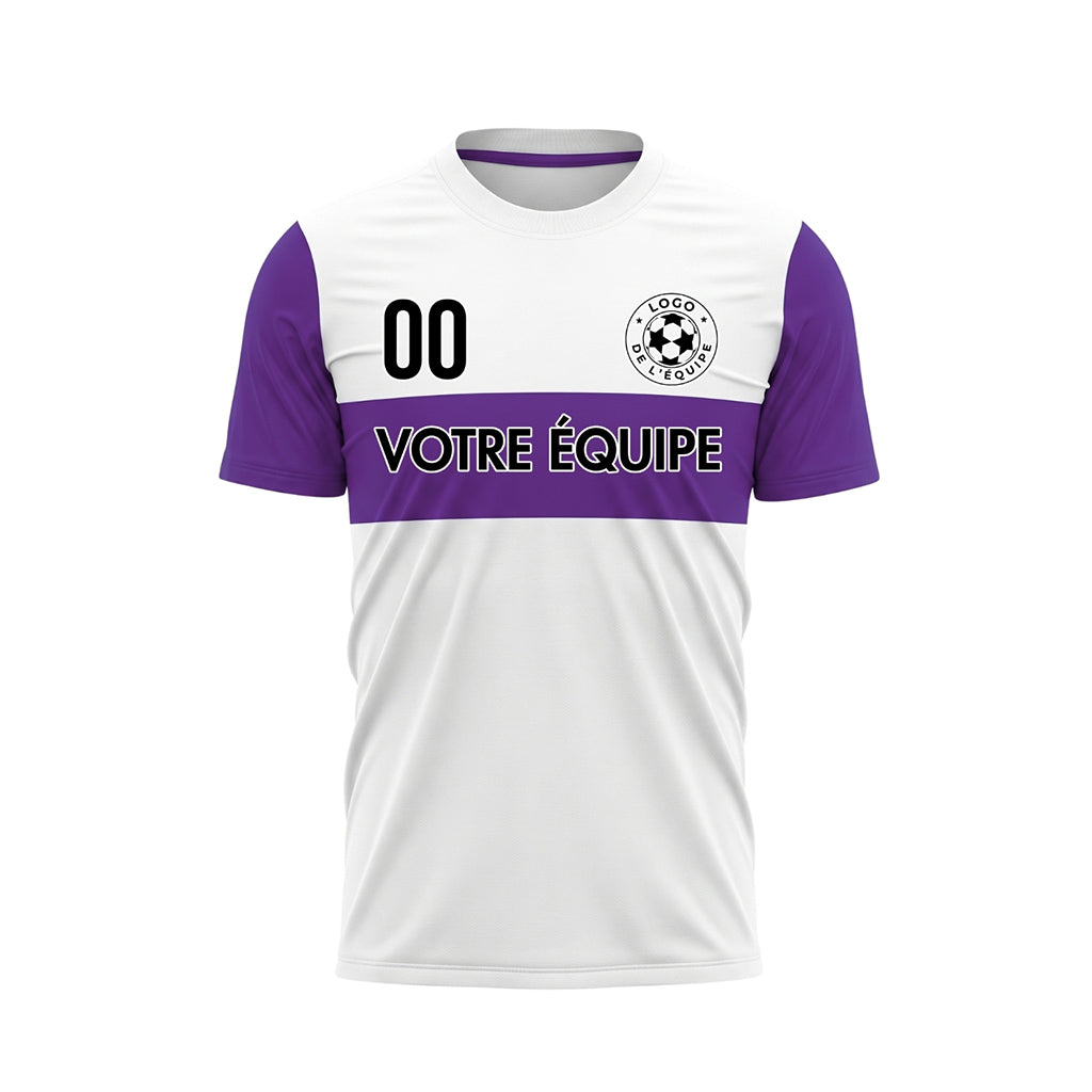 Blanc Violet Rayures Horizontales Maillot de Football Personnalisé