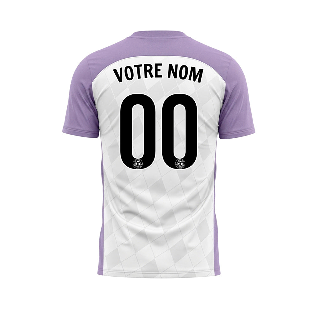 Blanc Violet Motif Losange Raglan Maillot de Football Personnalisé