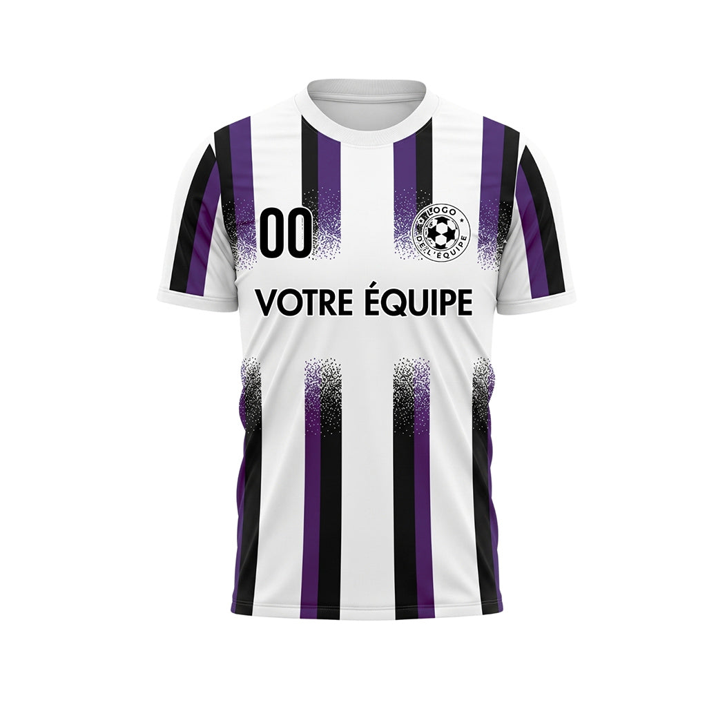 Blanc Violet Noir Dégradé Éclaboussures Rayures Maillot de Football Personnalisé