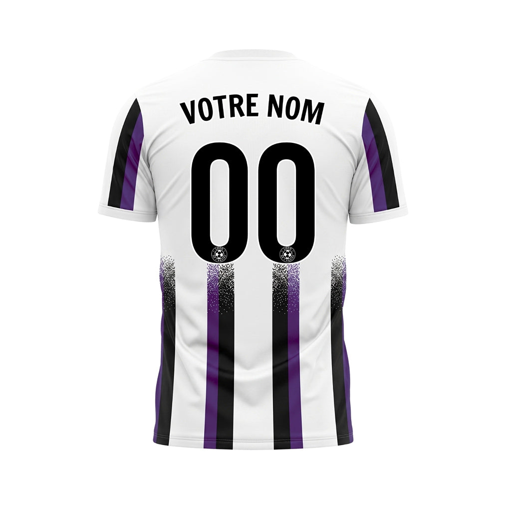 Blanc Violet Noir Dégradé Éclaboussures Rayures Maillot de Football Personnalisé