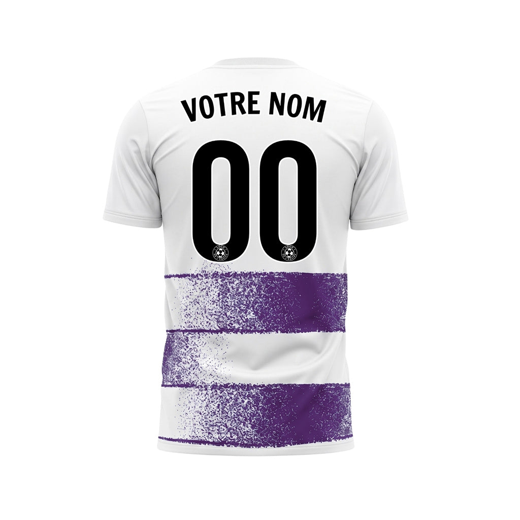 Blanc Violet Effet Spray Horizontales Rayures Motif Maillot de Football Personnalisé