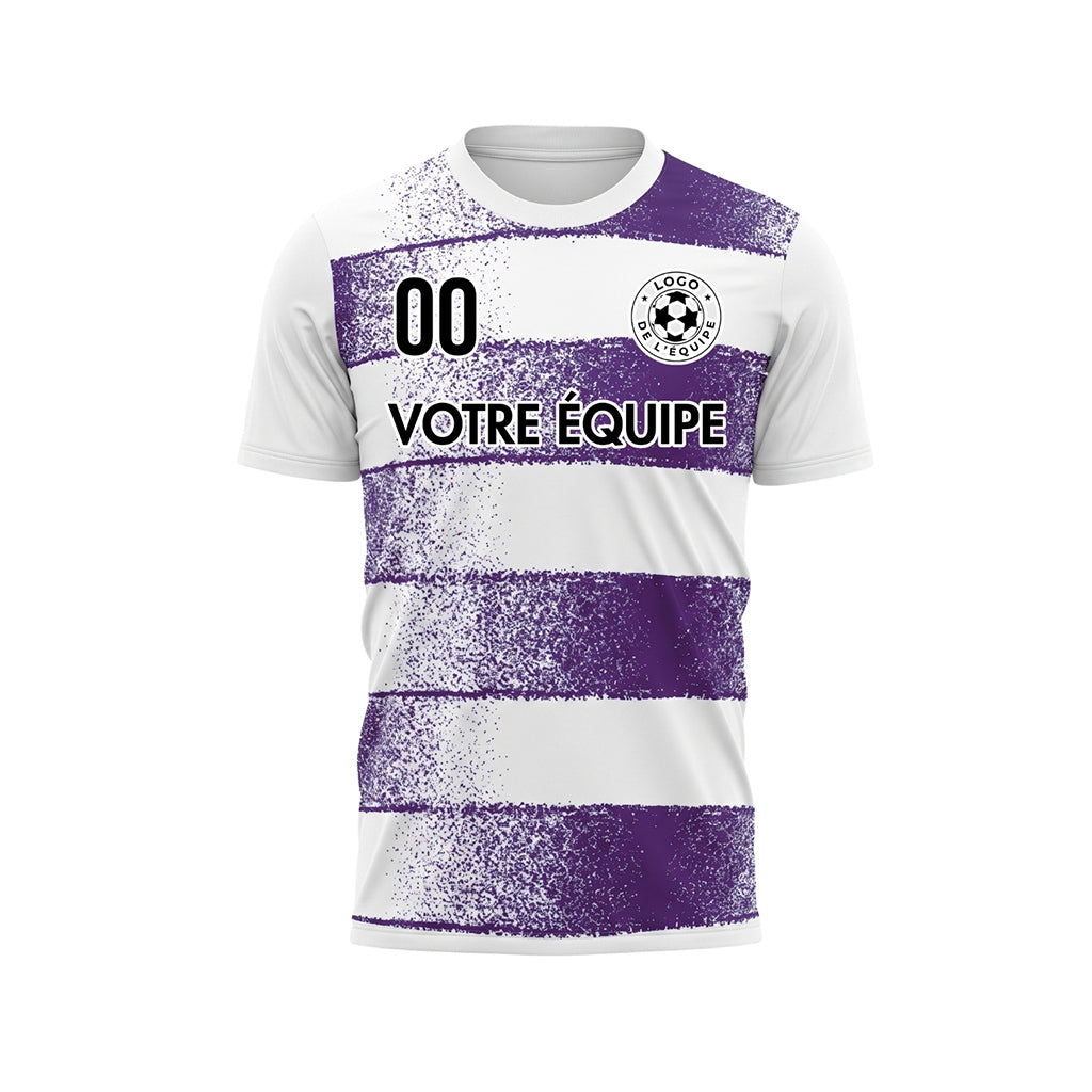 Blanc Violet Effet Spray Horizontales Rayures Motif Maillot de Football Personnalisé