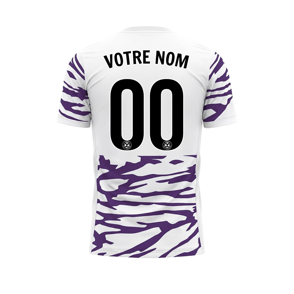 Blanc Violet Tigre Rayures Empiècement Poitrine Motif Maillot de Football Personnalisé