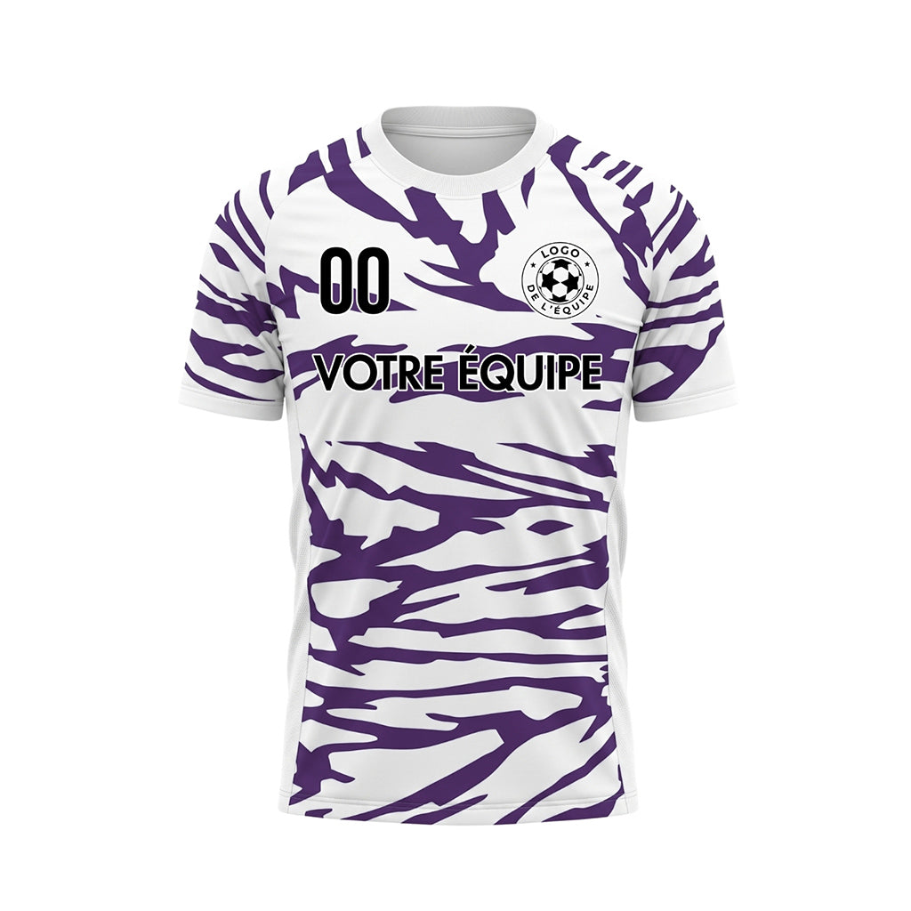 Blanc Violet Tigre Rayures Motif Maillot de Football Personnalisé