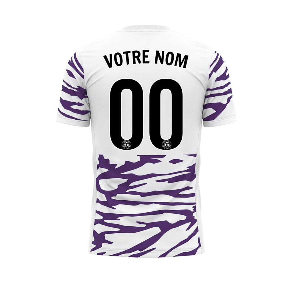 Blanc Violet Tigre Rayures Motif Maillot de Football Personnalisé