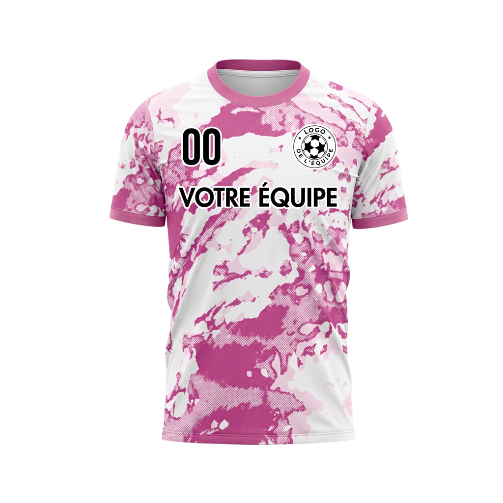 Blanc Magenta Abstrait Grunge Demi-Teinte Motif Maillot de Football Personnalisé