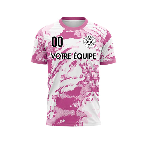 Blanc Magenta Abstrait Grunge Demi-Teinte Motif Maillot de Football Personnalisé