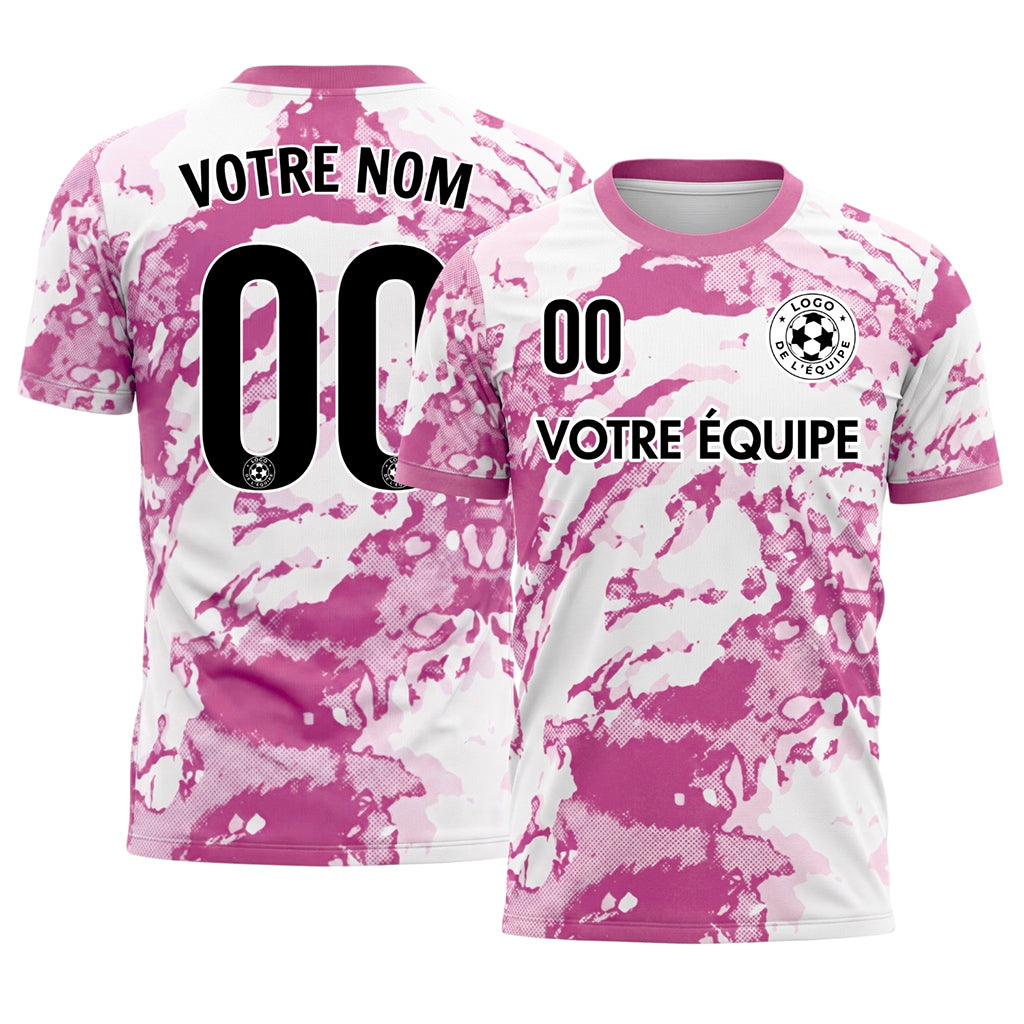 Blanc Magenta Abstrait Grunge Demi-Teinte Motif Maillot de Football Personnalisé