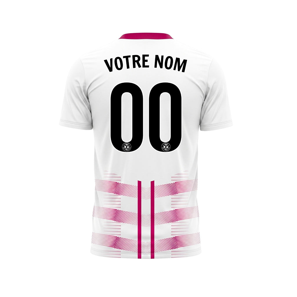 Blanc Magenta Géométrique Flèche Doubles Rayures Motif Maillot de Football Personnalisé
