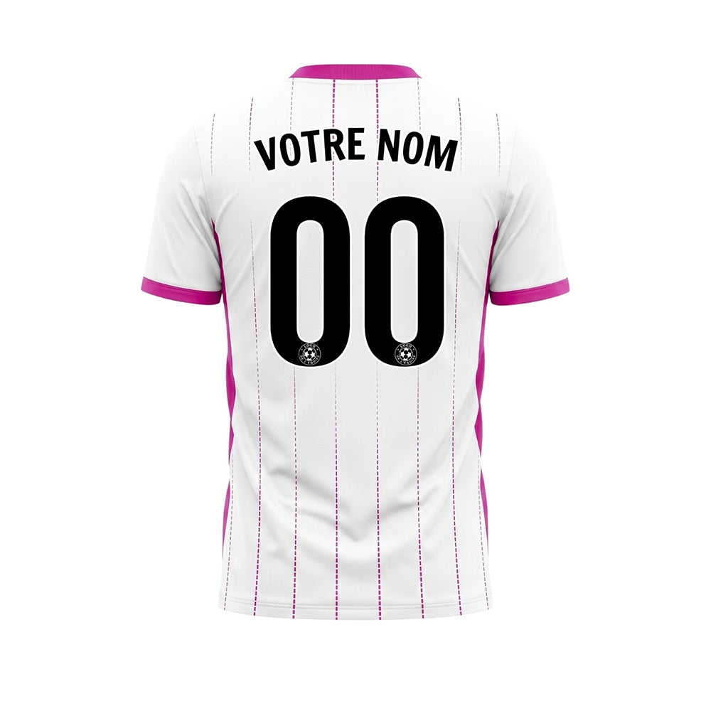 Blanc Magenta En Pointillés Lignes Verticales Dégradé Motif Maillot de Football Personnalisé