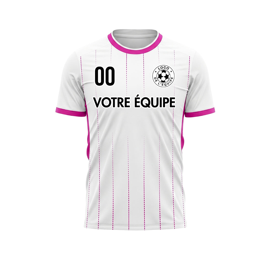 Blanc Magenta En Pointillés Lignes Verticales Dégradé Motif Maillot de Football Personnalisé