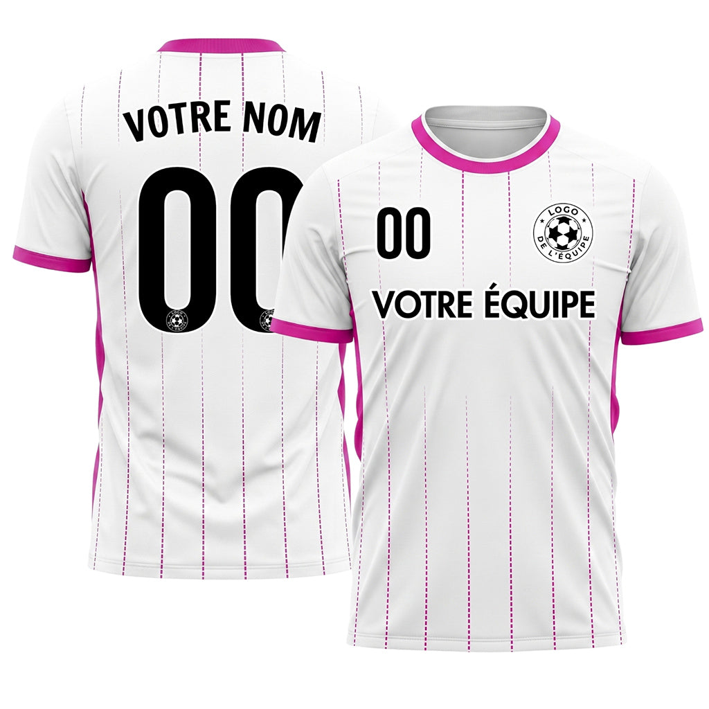 Blanc Magenta En Pointillés Lignes Verticales Dégradé Motif Maillot de Football Personnalisé