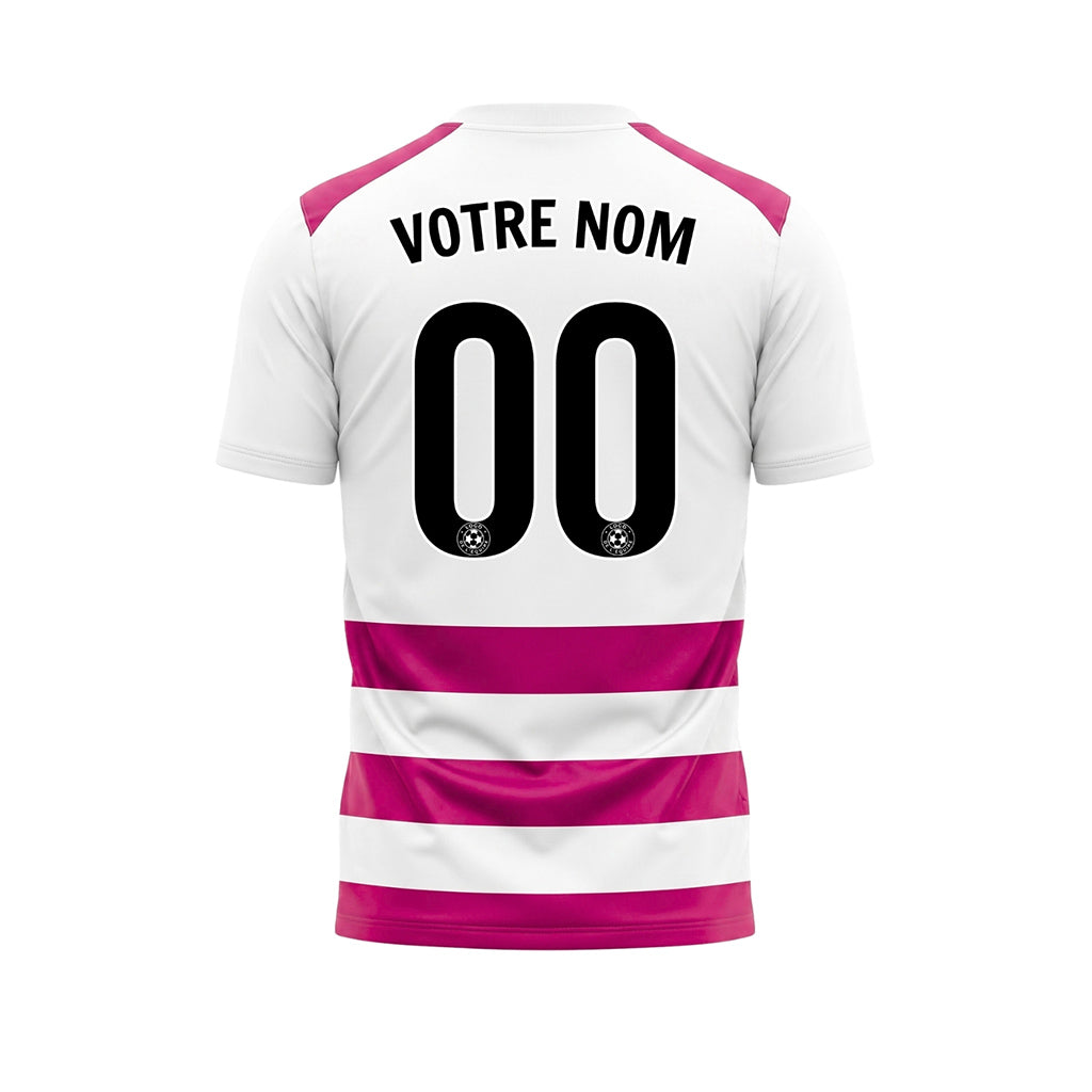 Blanc Magenta Classique Rayures en Blocs Motif Maillot de Football Personnalisé