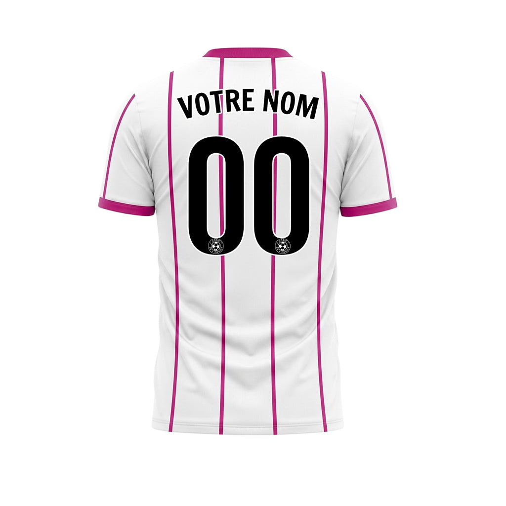 Blanc Magenta Rayures Fines Vertical Motif (2) Maillot de Football Personnalisé