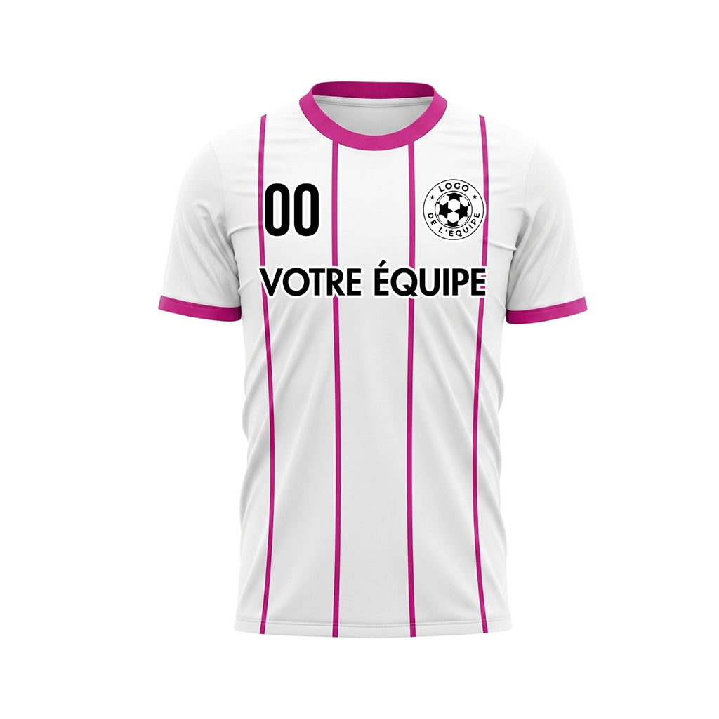 Blanc Magenta Rayures Fines Vertical Motif (2) Maillot de Football Personnalisé