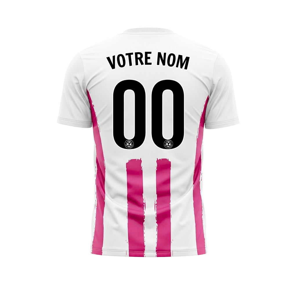 Blanc Magenta Coup de Pinceau Rayures Longitudinales Motif Maillot de Football Personnalisé