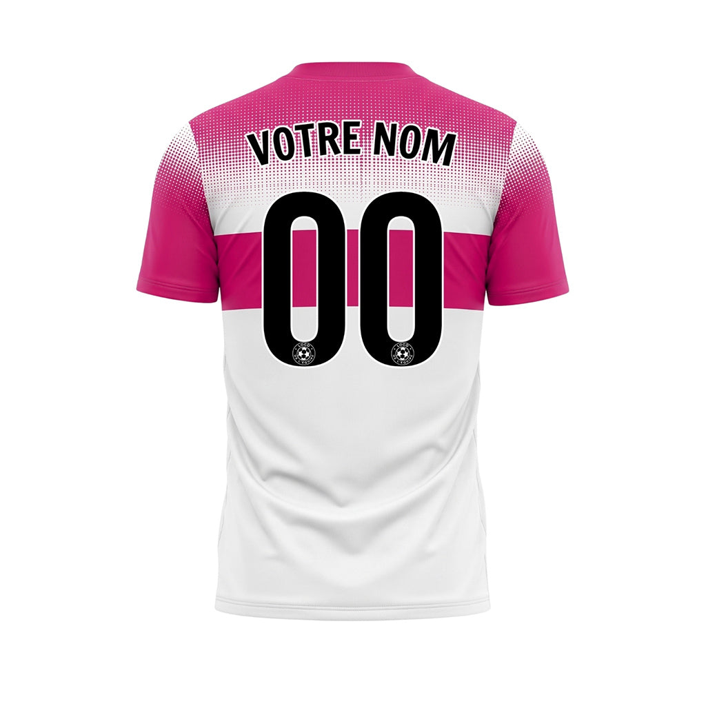 Blanc Magenta Motif à Pois Rayures Poitrine Maillot de Football Personnalisé