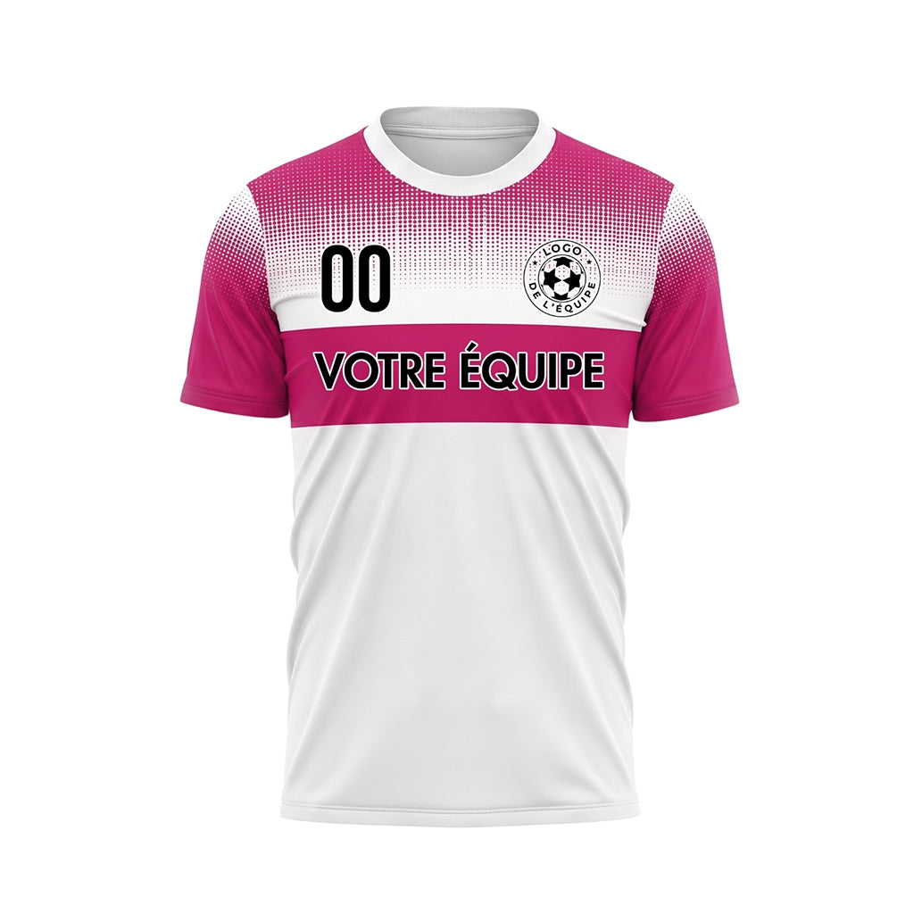 Blanc Magenta Motif à Pois Rayures Poitrine Maillot de Football Personnalisé