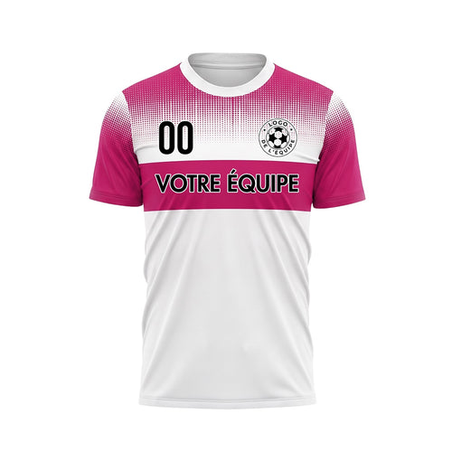 Blanc Magenta Motif à Pois Rayures Poitrine Maillot de Football Personnalisé