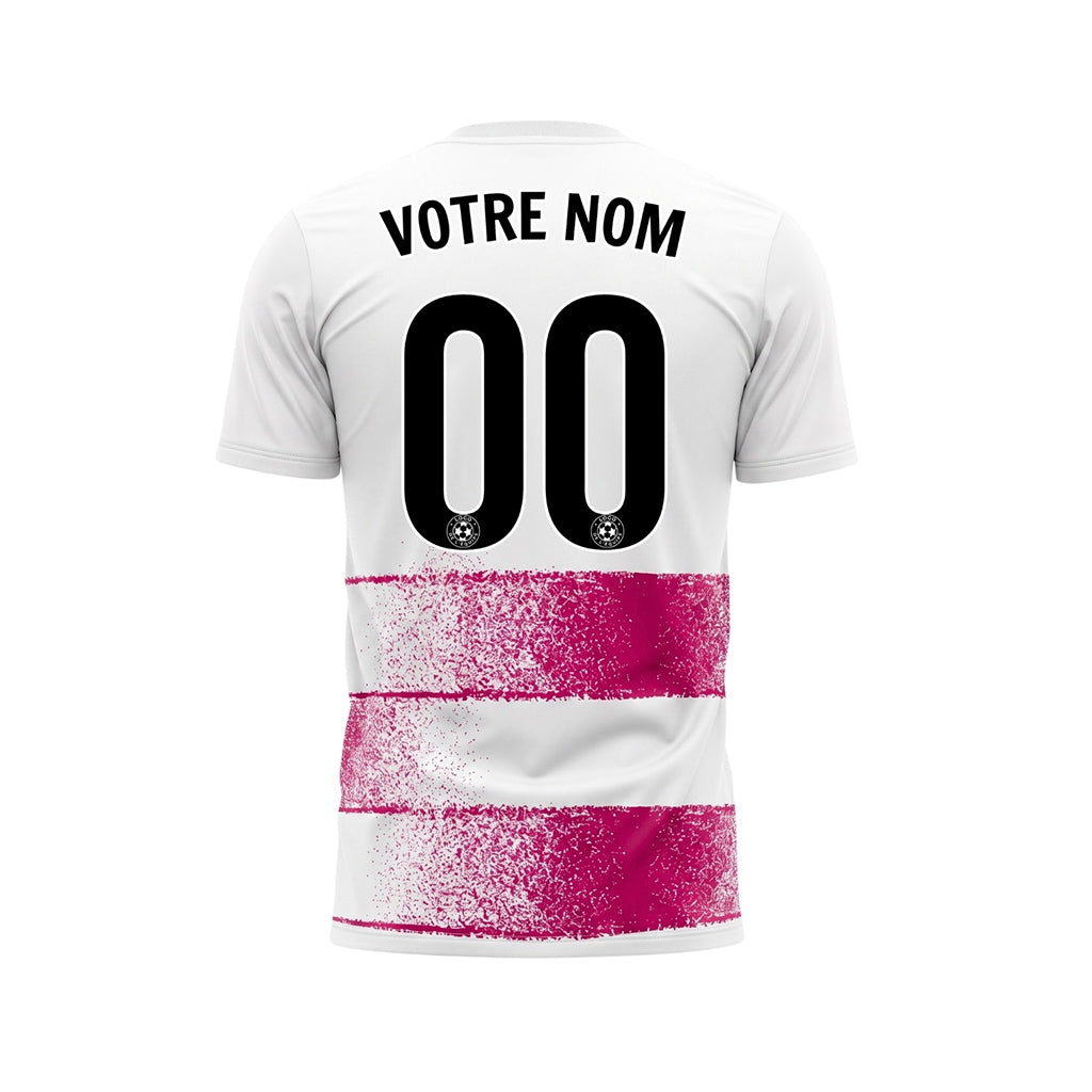 Blanc Magenta Effet Spray Horizontales Rayures Motif Maillot de Football Personnalisé