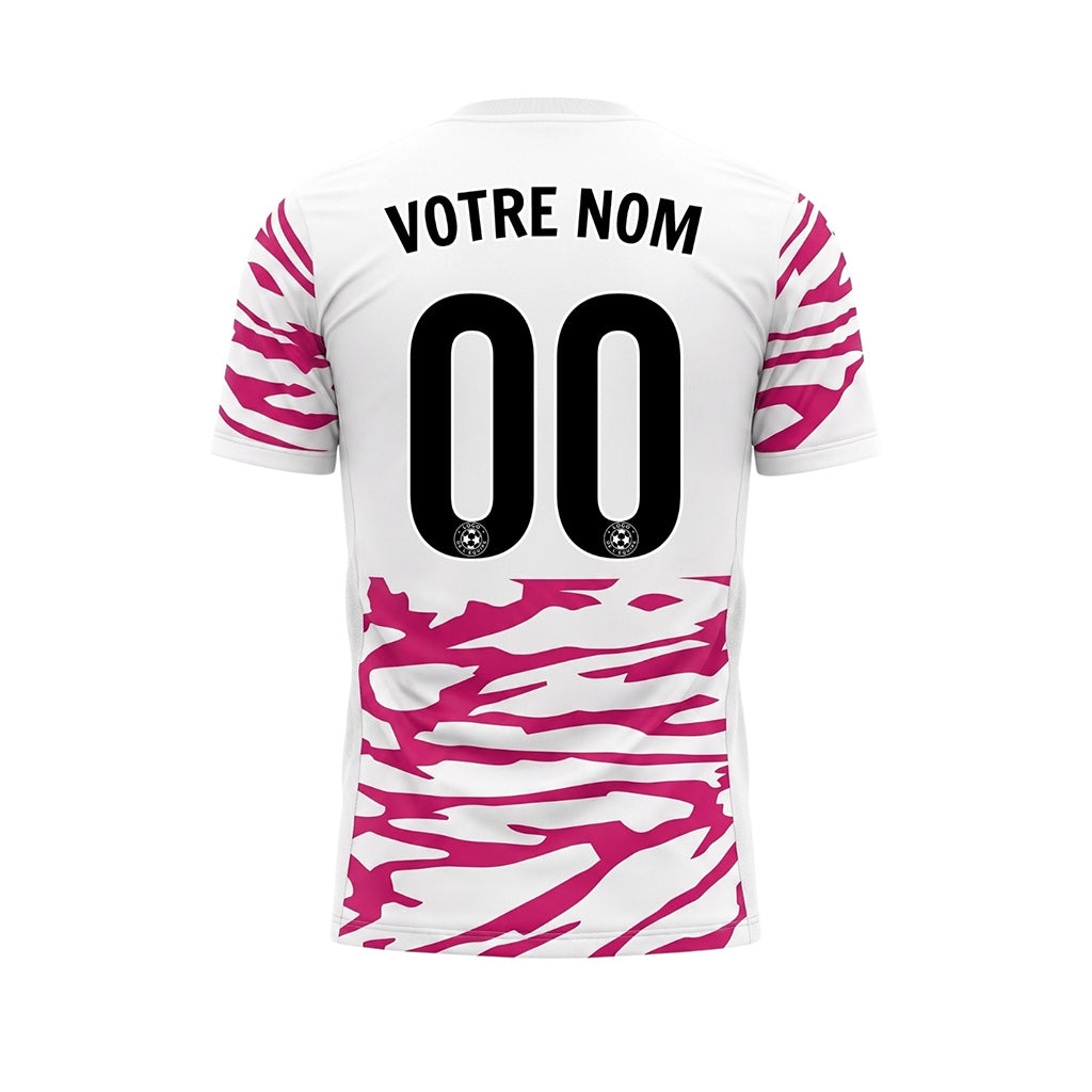 Blanc Magenta Tigre Rayures Empiècement Poitrine Motif Maillot de Football Personnalisé