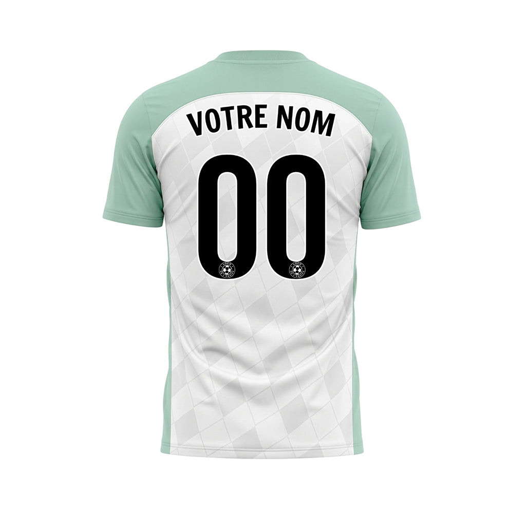 Blanc Menthe Motif Losange Raglan Maillot de Football Personnalisé