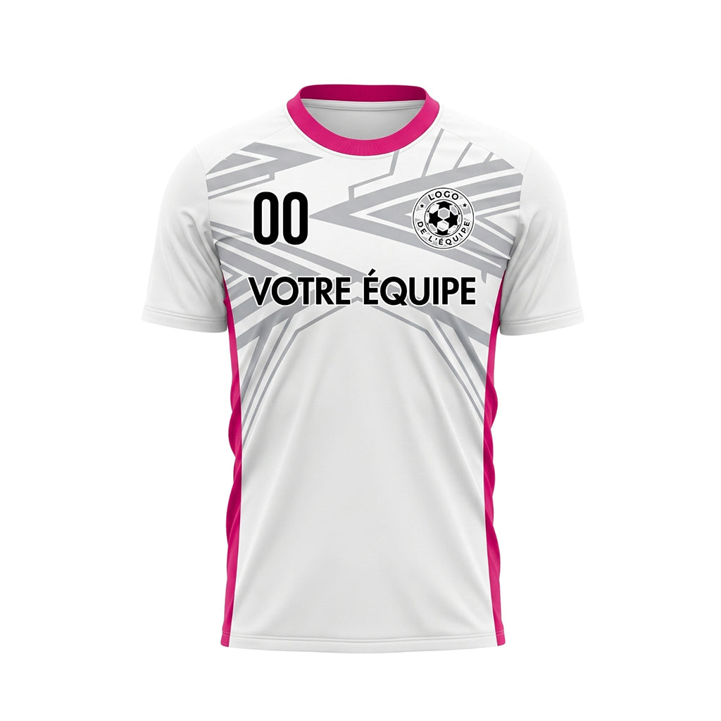 Blanc Rose Dynamique Flèche Motif Maillot de Football Personnalisé