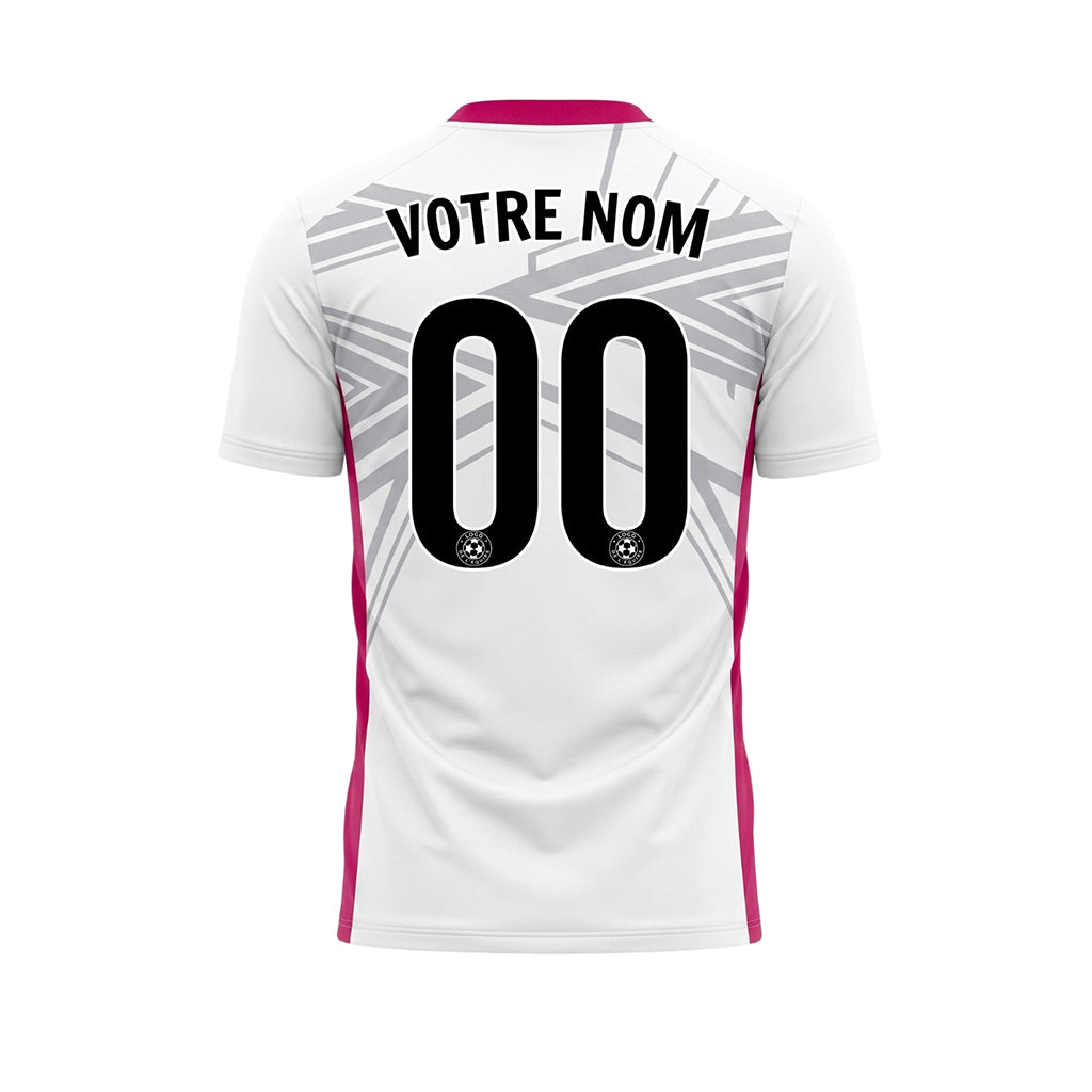 Blanc Rose Dynamique Flèche Motif Maillot de Football Personnalisé