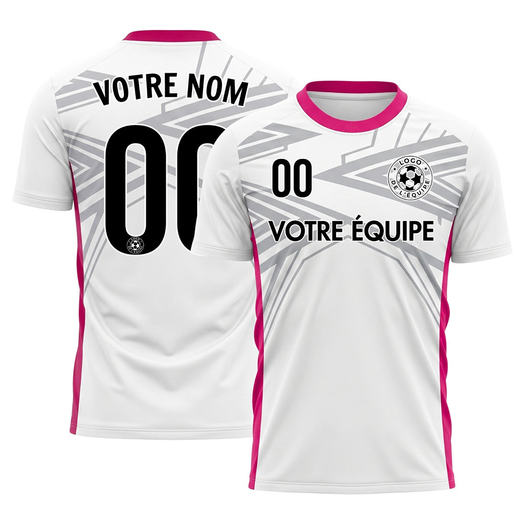 Blanc Rose Dynamique Flèche Motif Maillot de Football Personnalisé