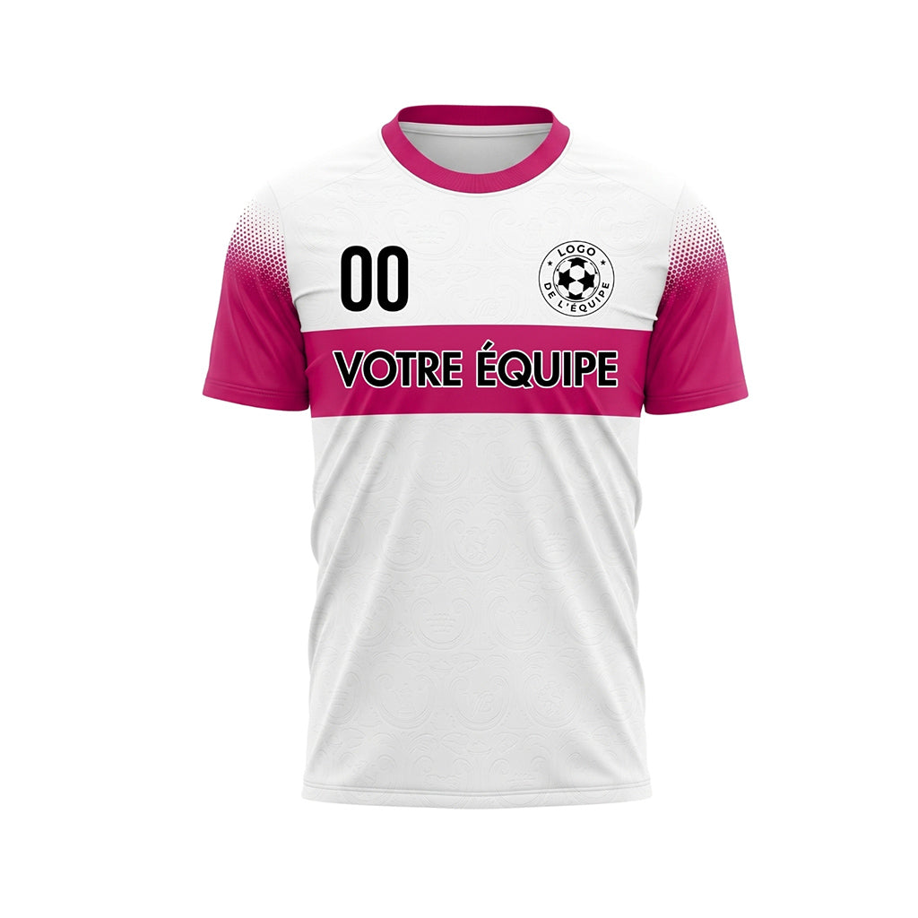 Blanc Rose Demi-Teinte Rayures Poitrine Maillot de Football Personnalisé