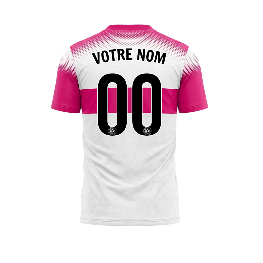 Blanc Rose Demi-Teinte Rayures Poitrine Maillot de Football Personnalisé