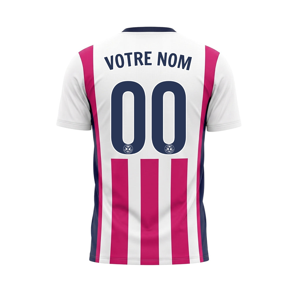 Blanc Rose Classique Larges Rayures (2) Maillot de Football Personnalisé