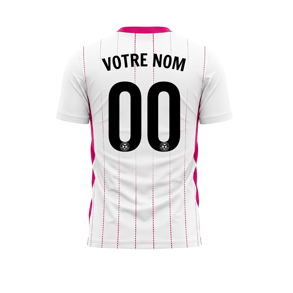 Blanc Rose Rayures Fines Maillot de Football Personnalisé