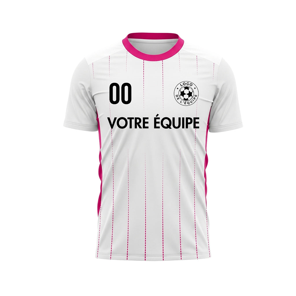 Blanc Rose Rayures Fines Maillot de Football Personnalisé