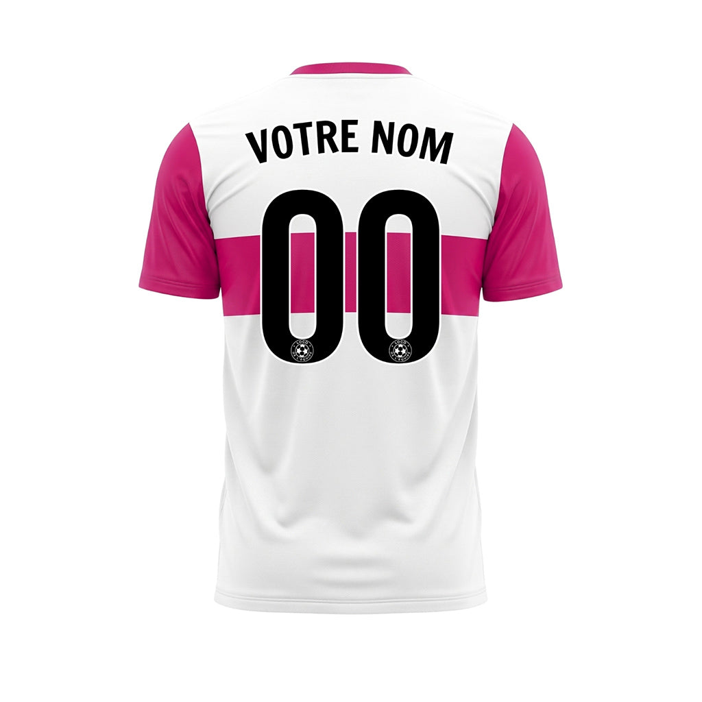 Blanc Rose Rayures Horizontales Maillot de Football Personnalisé