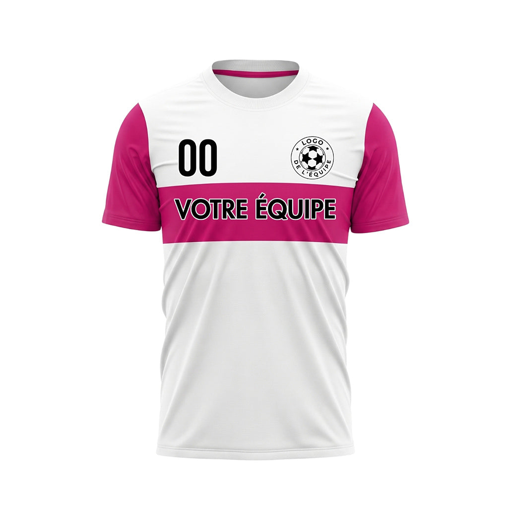 Blanc Rose Rayures Horizontales Maillot de Football Personnalisé