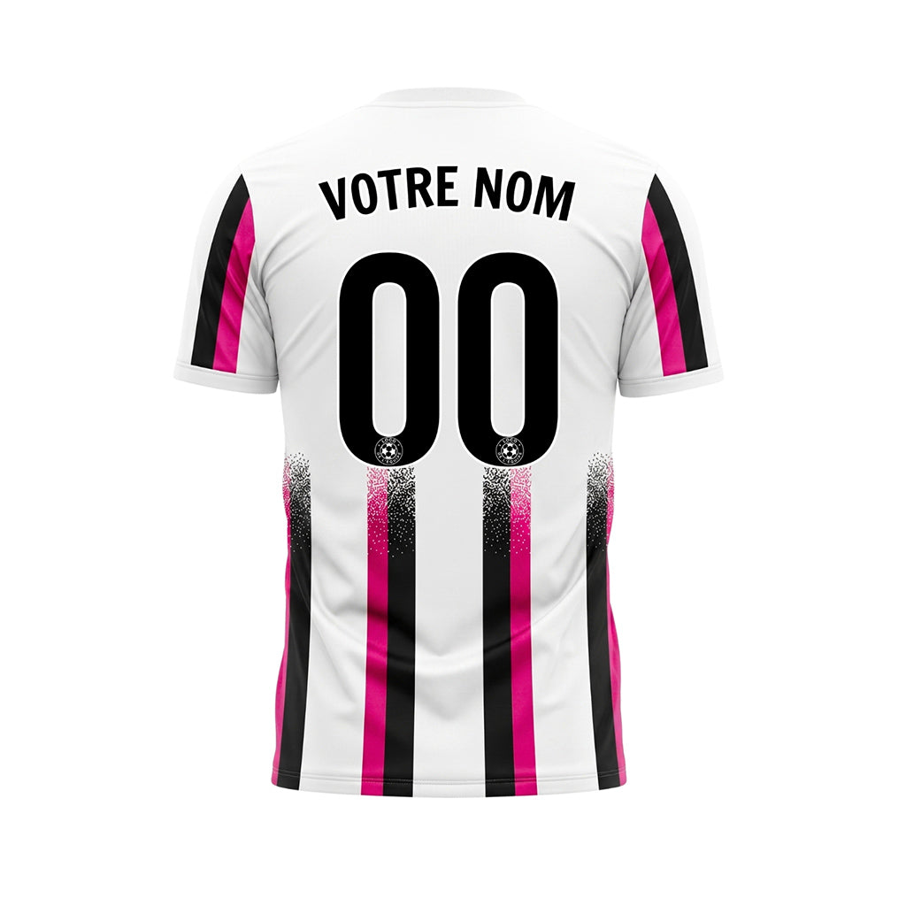 Blanc Rose Noir Dégradé Éclaboussures Rayures Maillot de Football Personnalisé