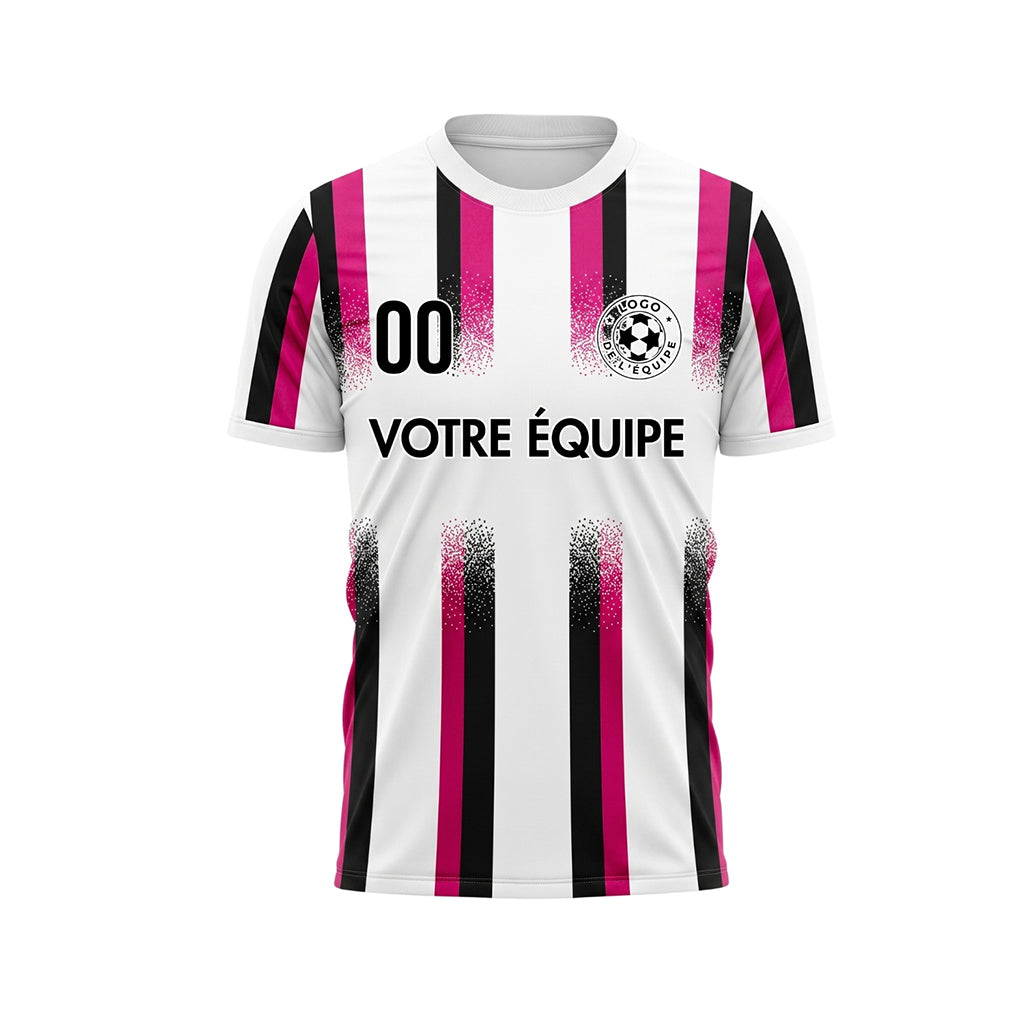 Blanc Rose Noir Dégradé Éclaboussures Rayures Maillot de Football Personnalisé
