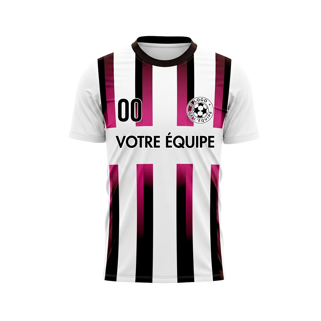 Blanc Rose Noir Dégradé Rayures Maillot de Football Personnalisé