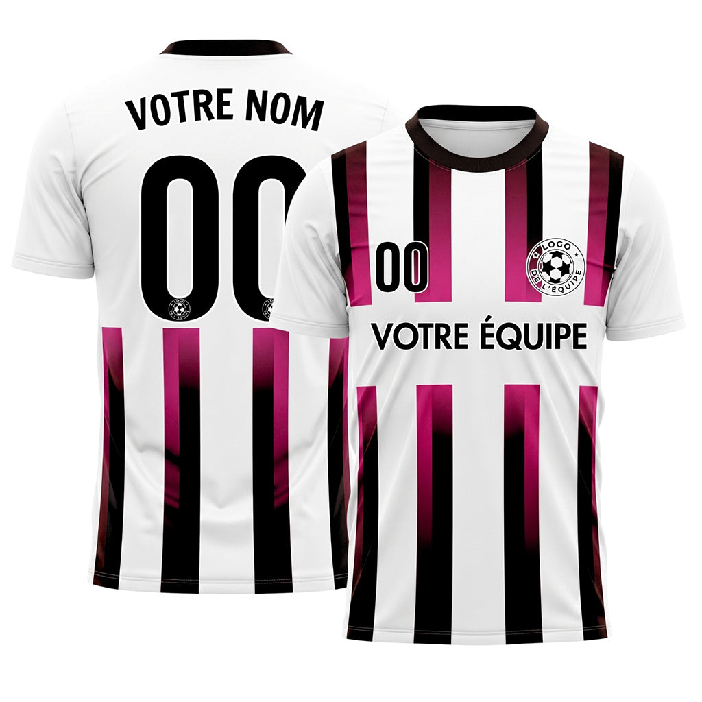 Blanc Rose Noir Dégradé Rayures Maillot de Football Personnalisé