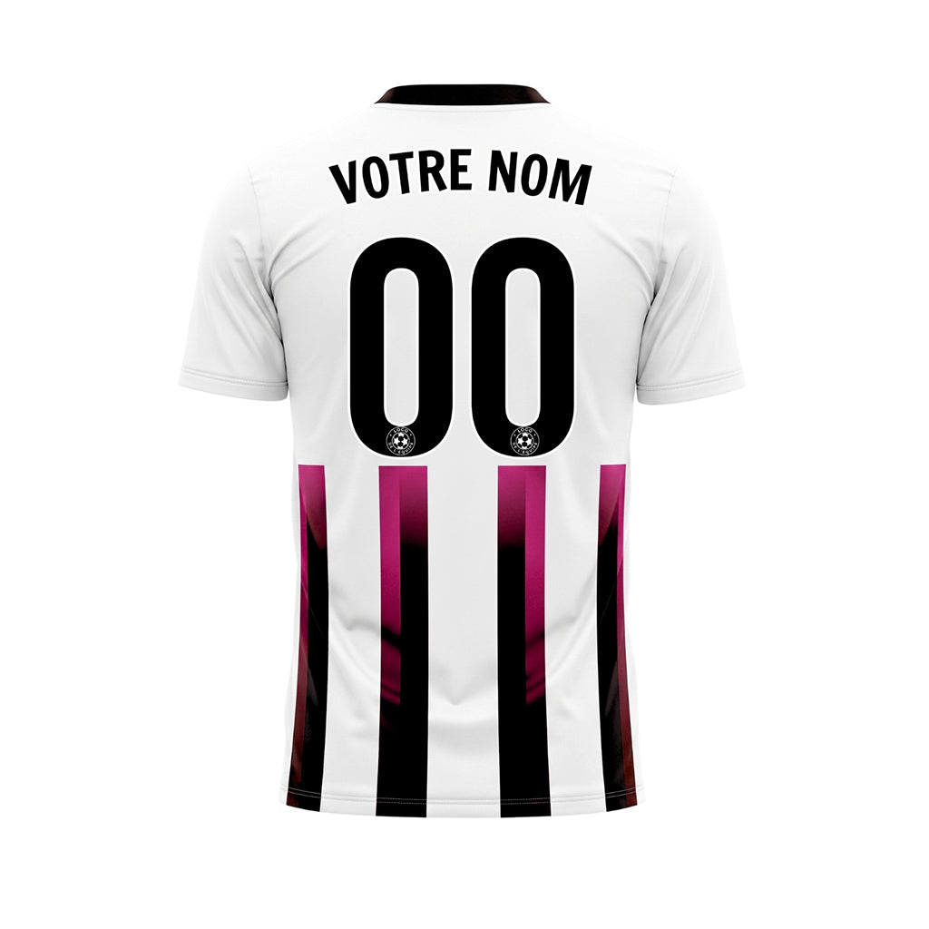 Blanc Rose Noir Dégradé Rayures Maillot de Football Personnalisé