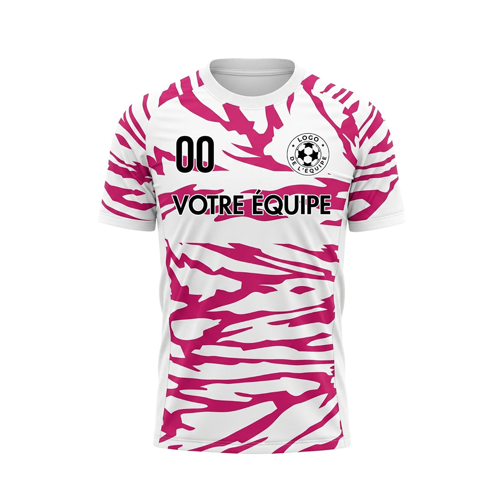 Blanc Rose Tigre Rayures Motif Maillot de Football Personnalisé